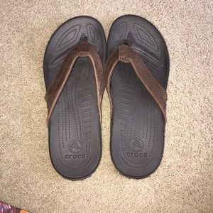 Men’s Leather Croc Flip Flops